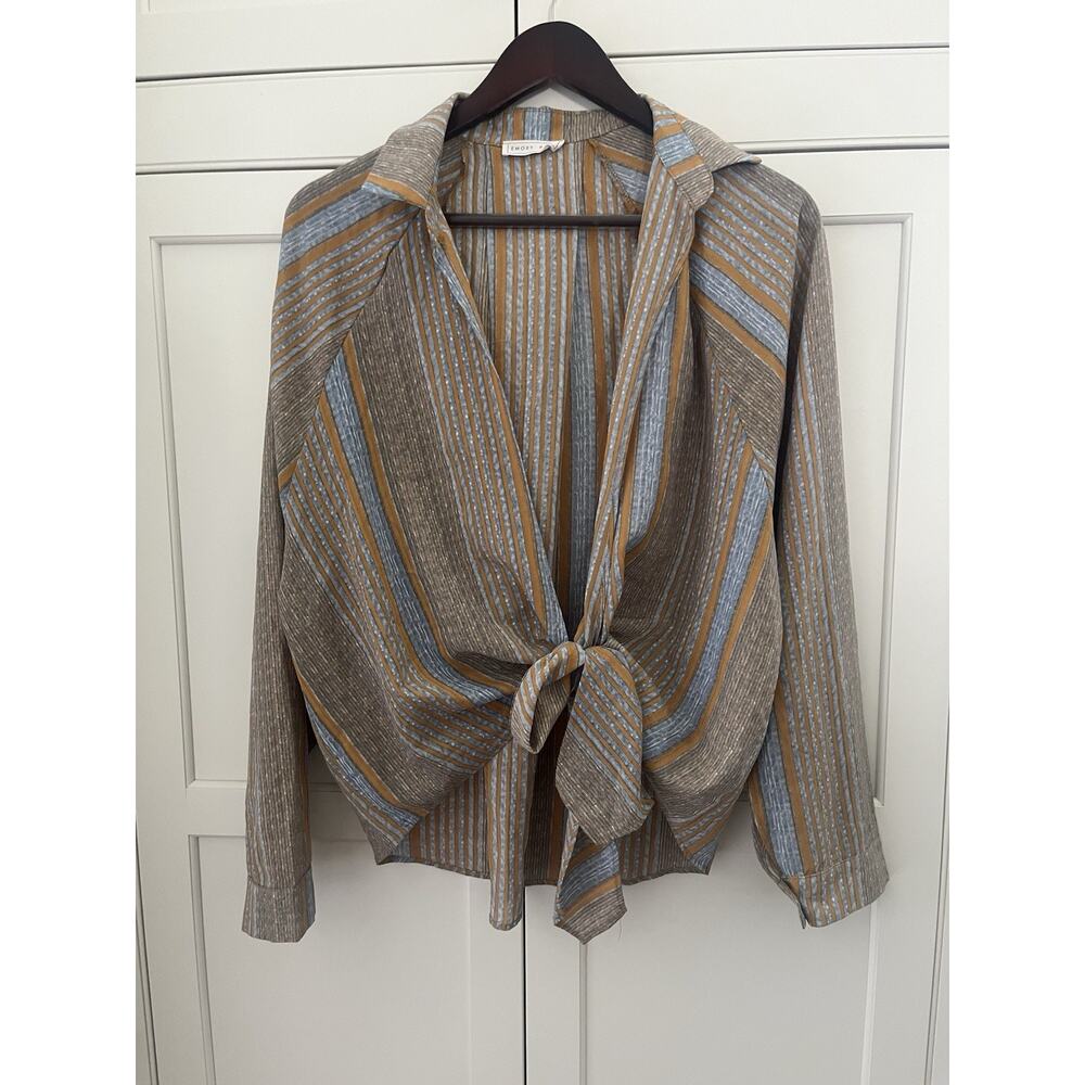 Emory Park tie front striped top blouse women’s Sz. M